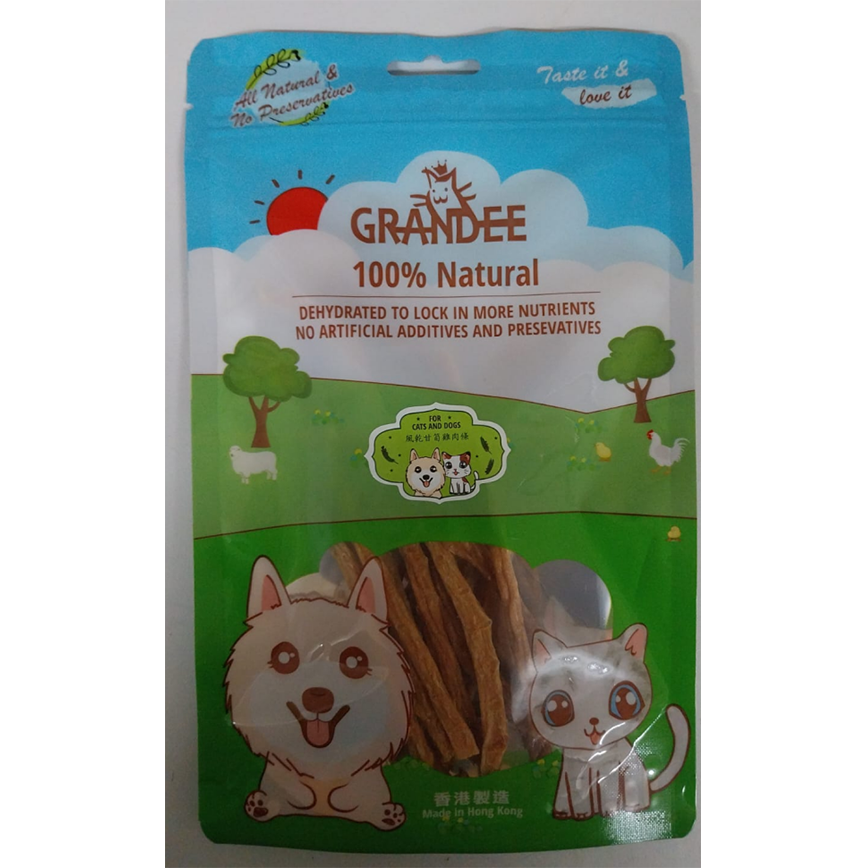 GRANDEE GRANDEE 香港製造 天然風乾小食 甘筍雞肉 50g (貓犬用)