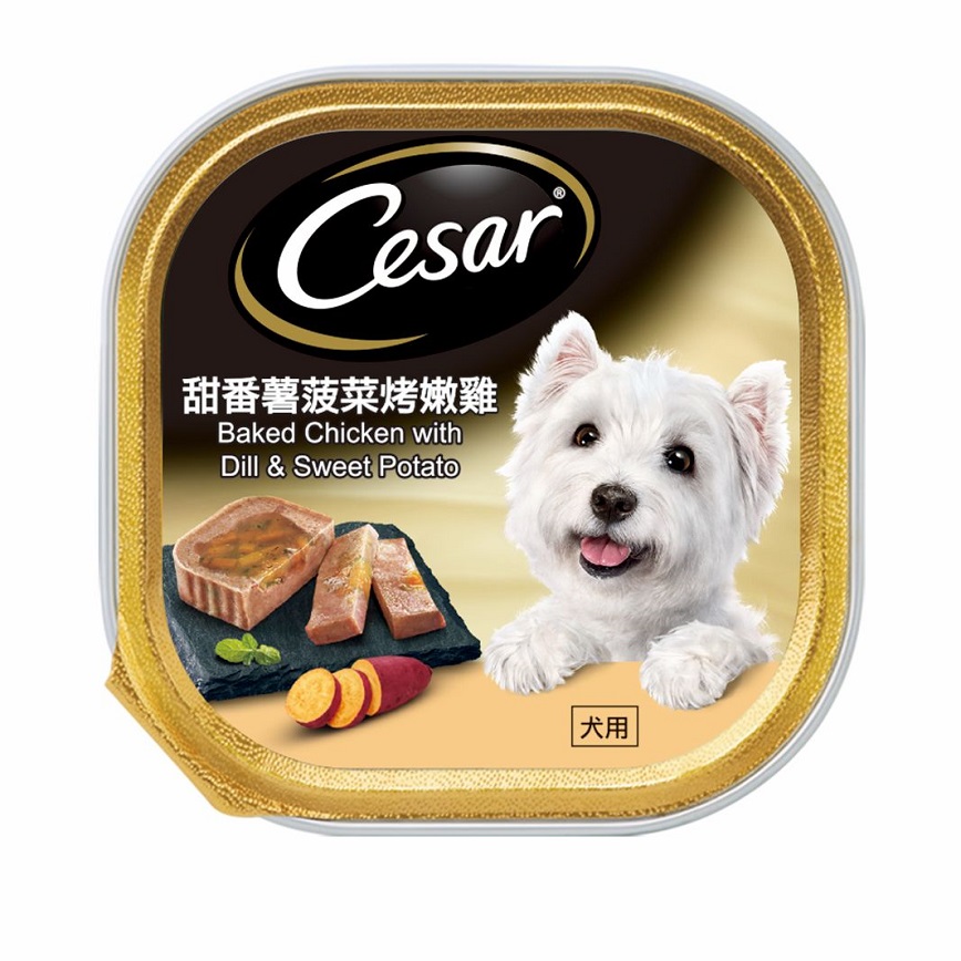 Cesar Cesar西莎 鋁罐狗罐頭 星級美饌系列 甜薯菠菜烤雞 100g (10408285)