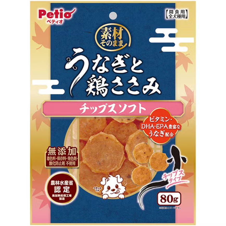 Petio 狗零食 素材原味系列 鰻魚+雞柳軟片 80g (80505378)