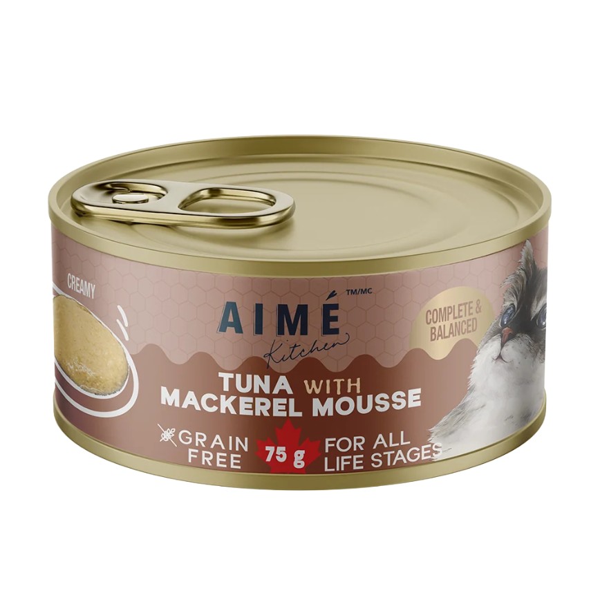 AIME Kitchen 貓罐頭 無穀物慕絲營養貓罐 殿堂主食系列 吞拿魚鯖魚慕絲 75g (TMM75)