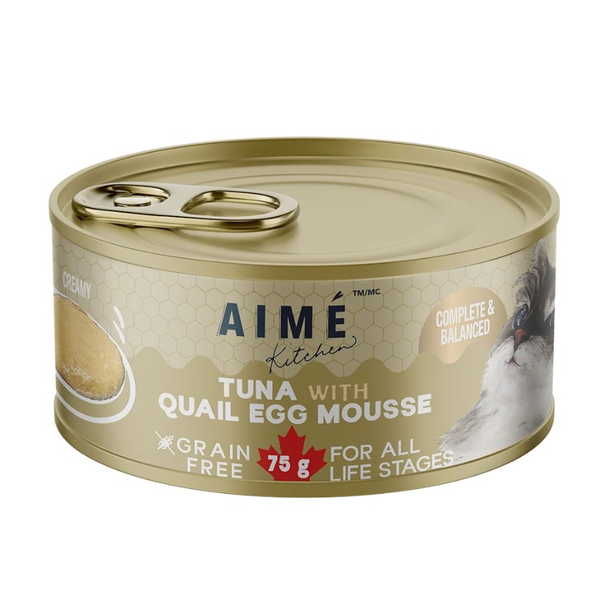 AIME Kitchen 貓罐頭 無穀物慕絲營養貓罐 殿堂主食系列 吞拿魚鵪鶉蛋慕絲 75g (TEM75)