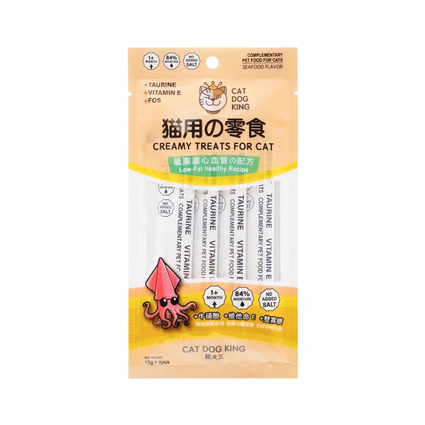 貓犬王 貓用 肉泥零食 低脂護心血管之配方 海鮮味 60克 (1包4條) (CDK2061)