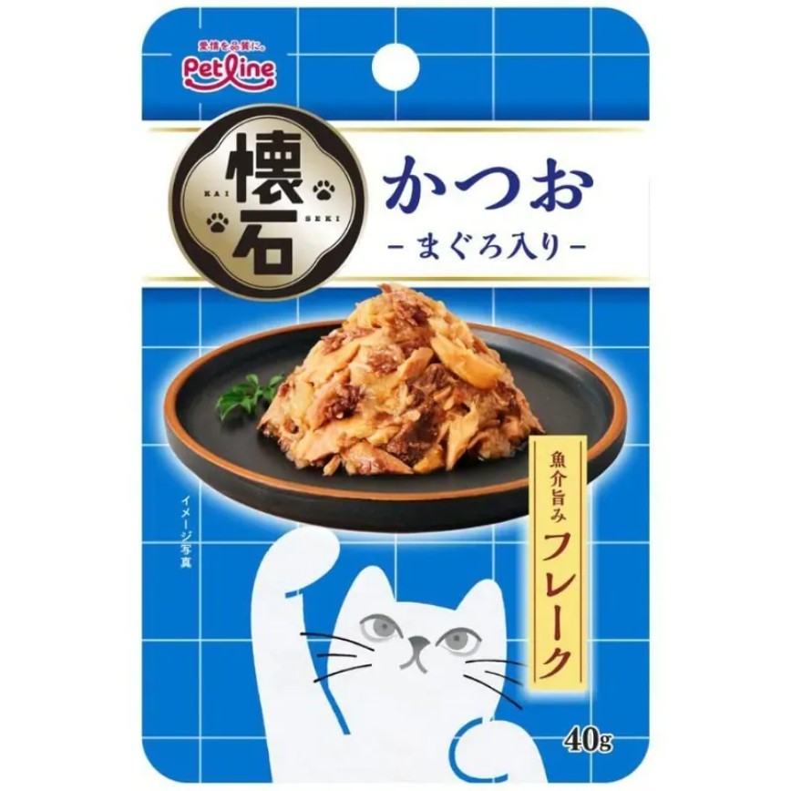 日本Petline 懷石軟包貓零食 鰹魚薄片+鮪魚味 40g (PL-KSR-2)
