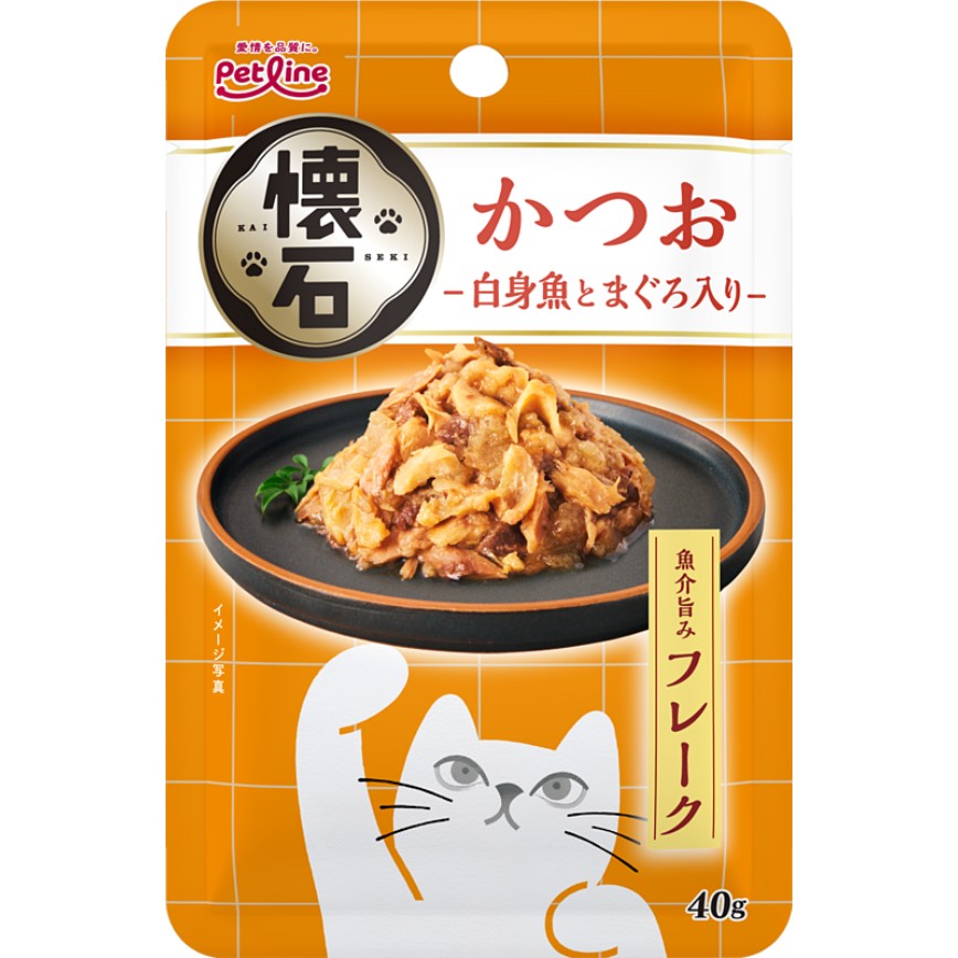 日本Petline 懷石軟包貓零食 鰹魚片白身魚+鮪魚 40g (PL-KSR-4)