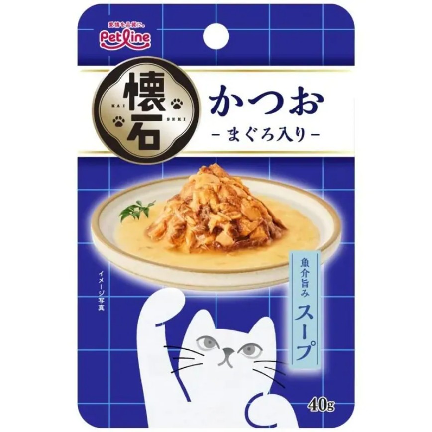 日本Petline 懷石軟包貓零食 濃湯鰹魚+鮪魚 40g (PL-KSR-9)