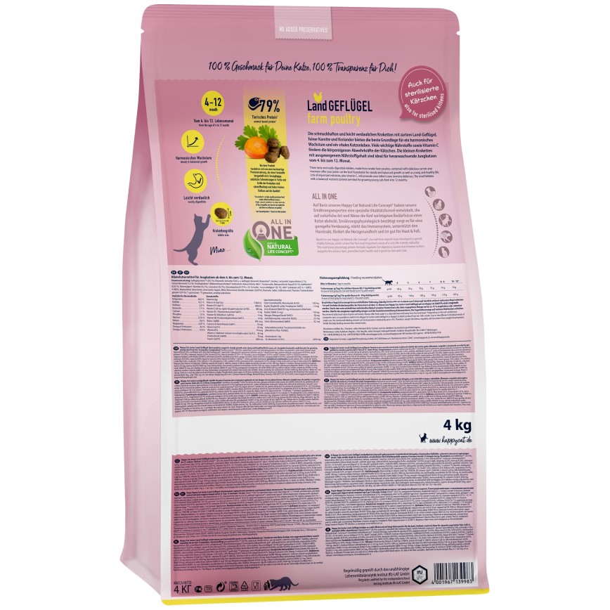 Happy Cat Young系列 幼貓糧 雞肉配方 (四個月到十二個月) 4kg (70540) (圖片3)