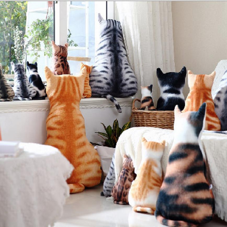 其他 治癒系超可愛貓紋柔軟抱枕 加大碼 (款式隨機)