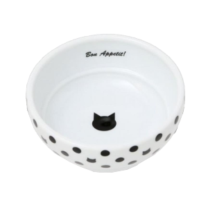 貓犬用日常用品-日本猫壱-necoichi-ペット-陶瓷平底寵物糧食碗-波點款-貓犬用-貓犬用-寵物用品速遞