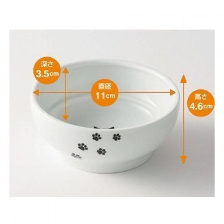 飲食用具 日本猫壱 necoichi ペット 陶瓷平底寵物糧食碗 (猫柄腳印款) (貓犬用)