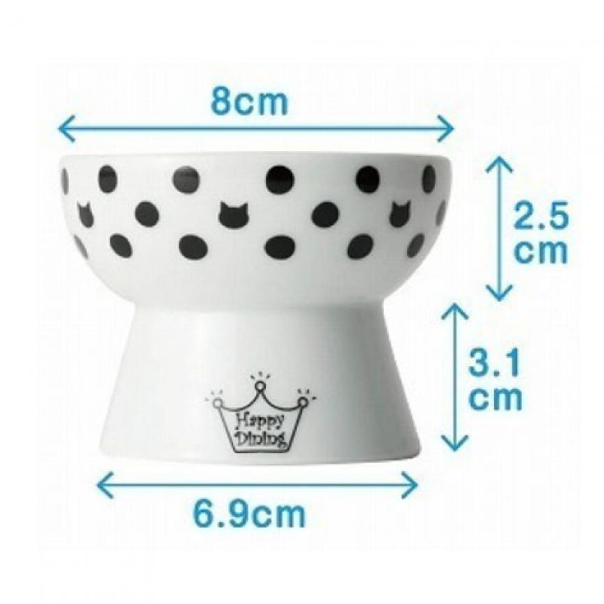 飲食用具 日本猫壱 necoichi ペット 陶瓷高腳寵物小型點心碗 (水玉波點款) (貓犬用) DC-0706-01