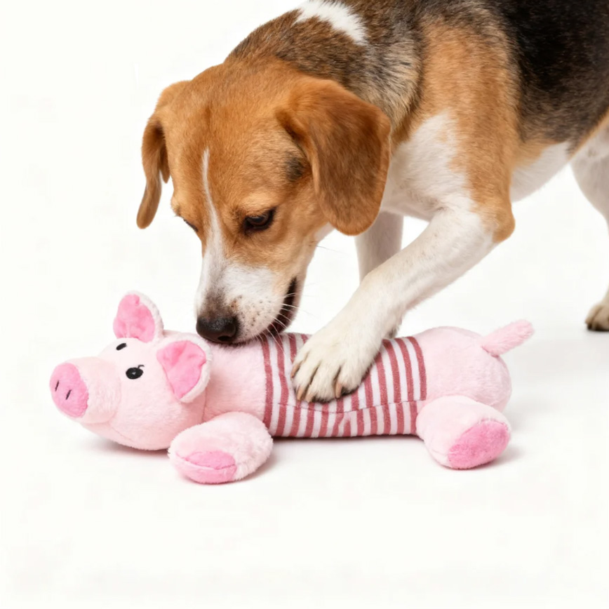 【Taste of the Wild Taste of the Wild 換購品】HelloDOG 玩具嚴選 咇咇公仔狗狗磨牙玩具 小豬 (粉紅間條)