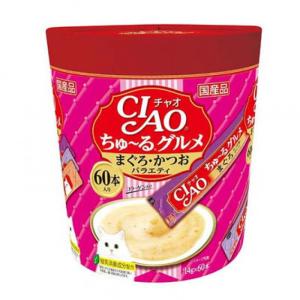 INABA-CIAO-日本CIAO肉泥餐包-金槍魚-鰹魚肉醬-14g-SC-222-60本罐裝-桃紅-CIAO-INABA-寵物用品速遞