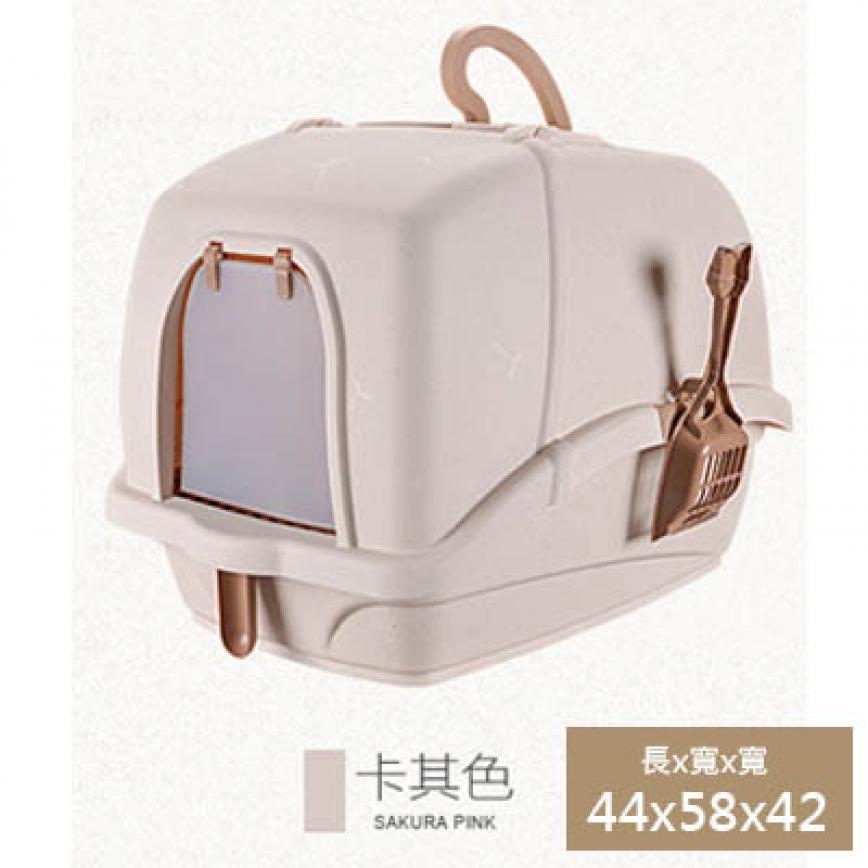全封閉式防濺除臭貓砂盆 豆腐貓砂 適用 卡其色 (圖片3)