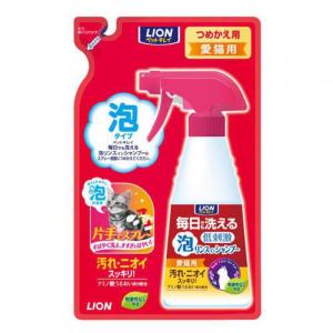 貓咪清潔美容用品-日本獅王LION-Pet-貓用泡沫沖涼液-240ml-補充包裝-可每日使用-紅-TBS-皮膚毛髮護理-寵物用品速遞