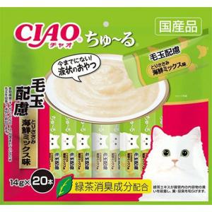 INABA-CIAO-日本CIAO肉泥餐包-毛玉配慮-綜合海鮮肉醬-14g-20本袋裝-綠紅-SC-262-CIAO-INABA-寵物用品速遞