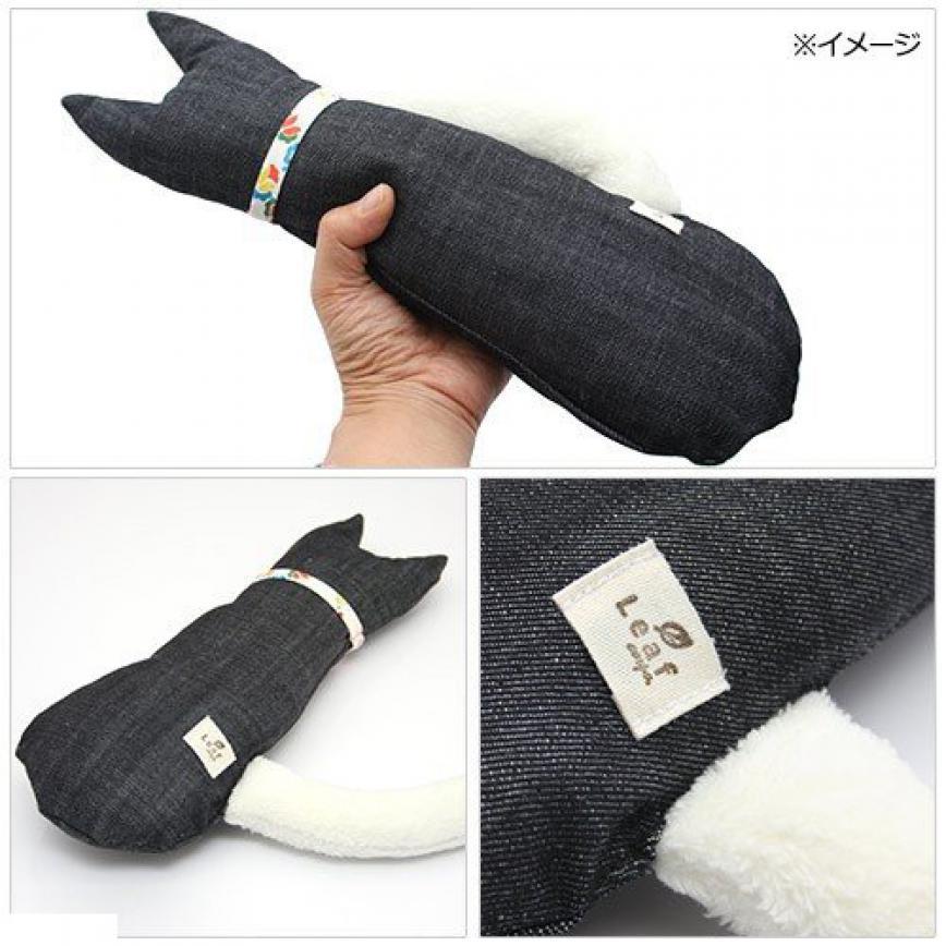 日本Leaf Corp 可愛耐用牛仔布 白尾貓毛絨玩具 (停售) (圖片4)