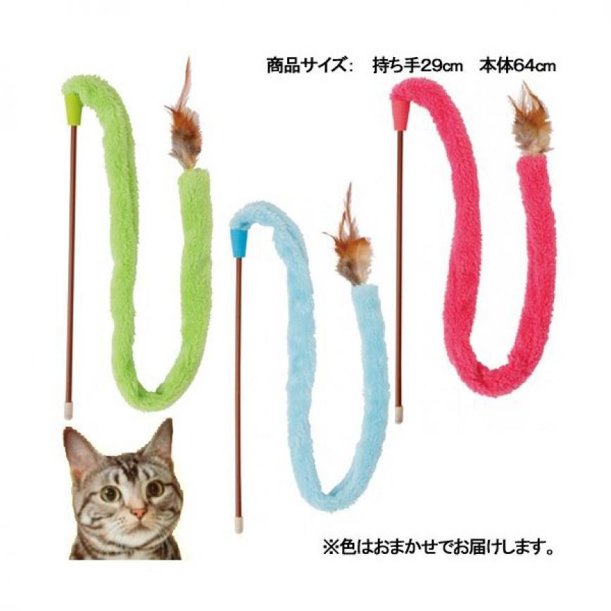 日本Petio 毛絨彩繩逗貓棒 (顏色隨機) (圖片3)