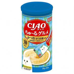 INABA-CIAO-日本CIAO肉泥餐包-鰹魚肉醬-14g-30本罐裝-粉藍-CIAO-INABA-寵物用品速遞