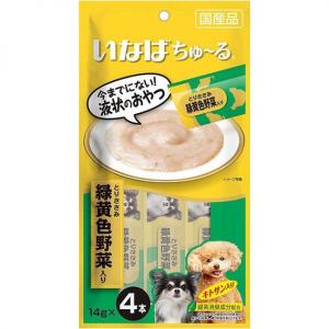 INABA-CIAO-日本CIAO肉泥餐包-狗狗配方-雞肉及綠色野菜肉醬-56g-黃綠-CIAO-INABA-寵物用品速遞