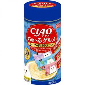 INABA-CIAO-日本CIAO肉泥餐包-混合海鮮肉醬-14g-30本罐裝-深藍-CIAO-INABA-寵物用品速遞