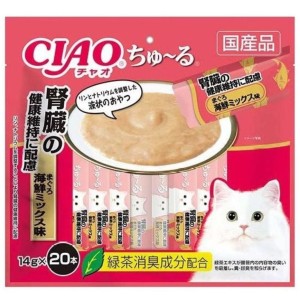 INABA-CIAO-日本CIAO肉泥餐包-腎臓健康維持-金槍魚海鮮混合肉醬-14g-20本袋裝-粉紅-SC-263-CIAO-INABA-寵物用品速遞