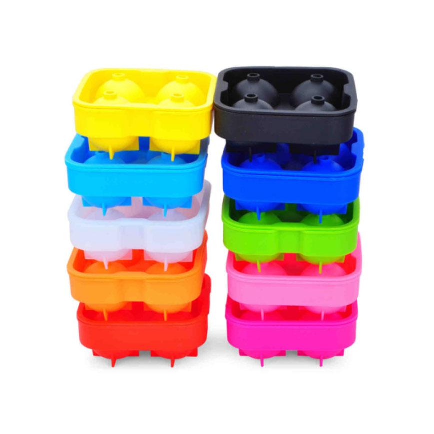 四孔矽膠圓形冰球模 (顏色隨機) (圖片5)