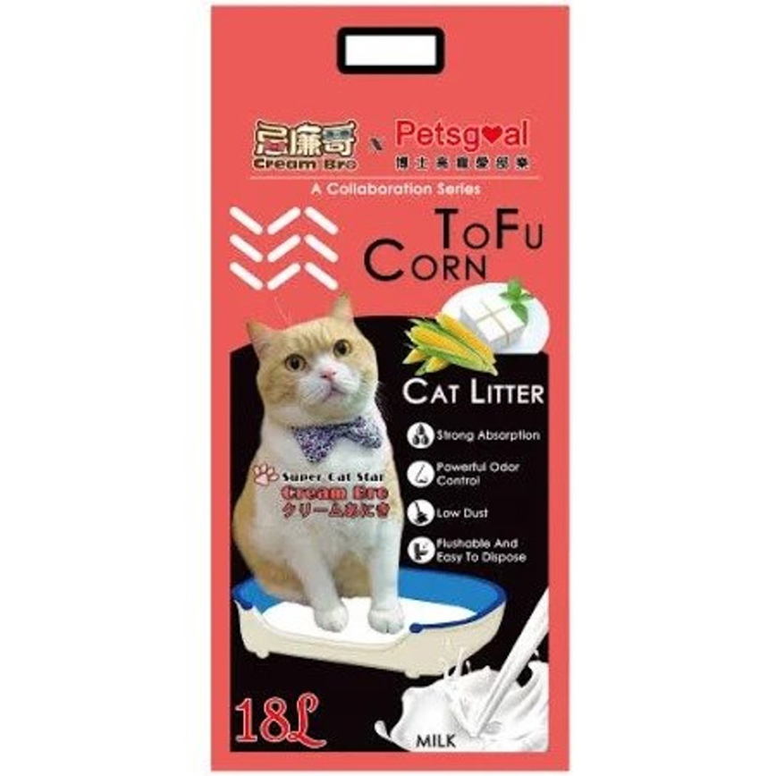 豆腐貓砂 PETSGOAL X 忌廉哥 玉米 豆腐貓砂 原味 18L (紅) (CB202109)