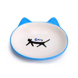 貓犬用日常用品-陶瓷寵物碗-貓耳淺底-顏色隨機-貓犬用-寵物用品速遞