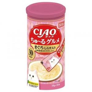 INABA-CIAO-日本CIAO肉泥餐包-北海道扇貝及金槍魚肉醬-14g-30本罐裝-粉紅-CIAO-INABA-寵物用品速遞