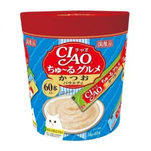 INABA-CIAO-日本CIAO肉泥餐包-鰹魚肉醬-14g-SC-221-60本罐裝-藍-CIAO-INABA-寵物用品速遞