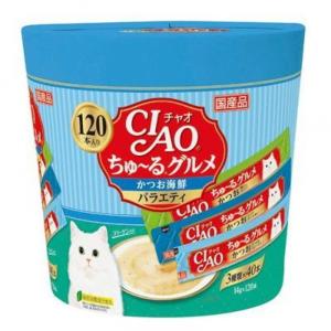 INABA-CIAO-日本CIAO肉泥餐包-扇貝及海鮮味-14g-120本罐裝-SC-212-藍綠-CIAO-INABA-寵物用品速遞