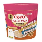 INABA-CIAO-日本CIAO肉泥餐包-綜合營養金槍魚海鮮混合味-14g-120本罐裝-SC-215-粉紅橙-CIAO-INABA-寵物用品速遞