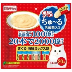 貓小食-日本CIAO肉泥餐包-健腸乳酸菌金槍魚肉醬-14g-20本袋裝-紅-SC-234-CIAO-INABA-寵物用品速遞