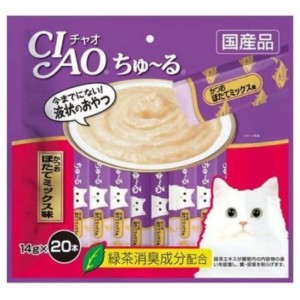 貓小食-日本CIAO肉泥餐包-鰹魚及扇貝肉醬-14g-20本袋裝-紫-SC-192-CIAO-INABA-寵物用品速遞