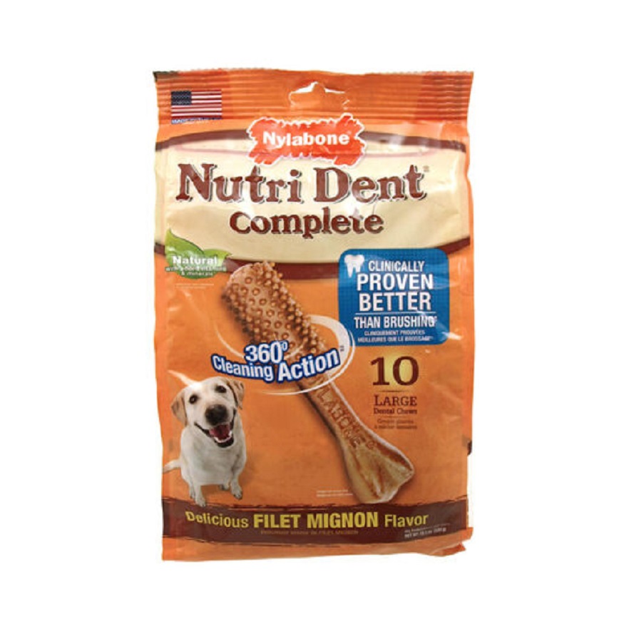 Nylabone Nylabone 潔齒骨 菲力牛扒味 6排 (中型犬用) (NTD732M10P)