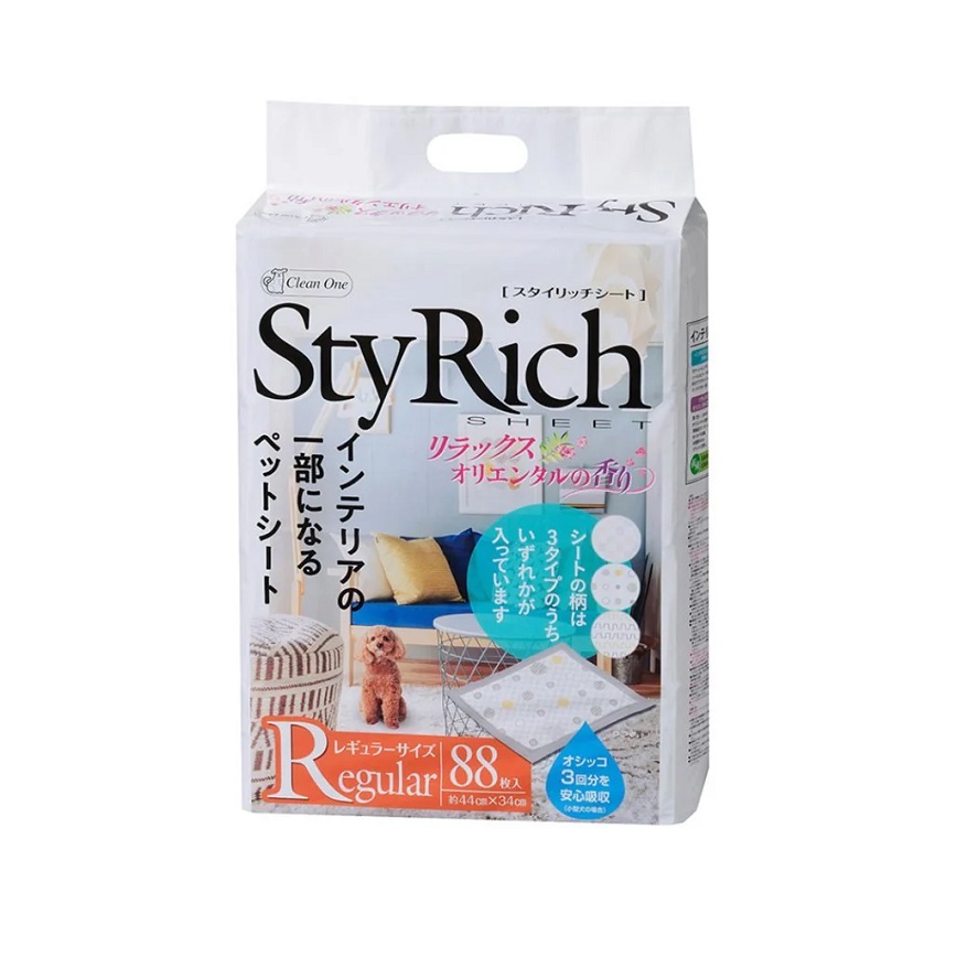 狗尿墊 日本StyRich Wide 花香味寵物尿墊 狗尿墊 狗尿片 [34*44 S碼 88枚] (白粉紅)